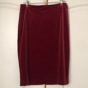 WHBM Elegant Red Velvet Skirt